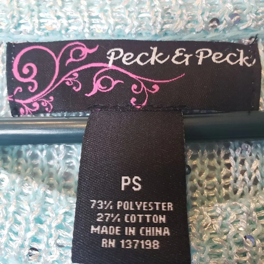 PECK & PECK Sequined Lightweight Ombre Pullover Sweater Petite Small